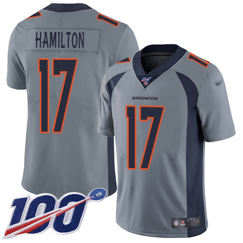 Men Denver Broncos #17 DaeSean Hamilton Limited Silver Inverted Legend 100th Season Football NFL Jersey